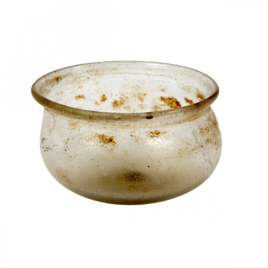 Ancient Roman Glass Bowl Ex Corning Museum Of Glass: Ancient Roman Glass Bowl Ex Corning Museum Of Glass c.1st-2nd century AD. Size 2 inches diameter x 1 1/4 inches high. Fine Ancient Roman glass miniature bowl with nice patina. Ex The Corning Museum Of