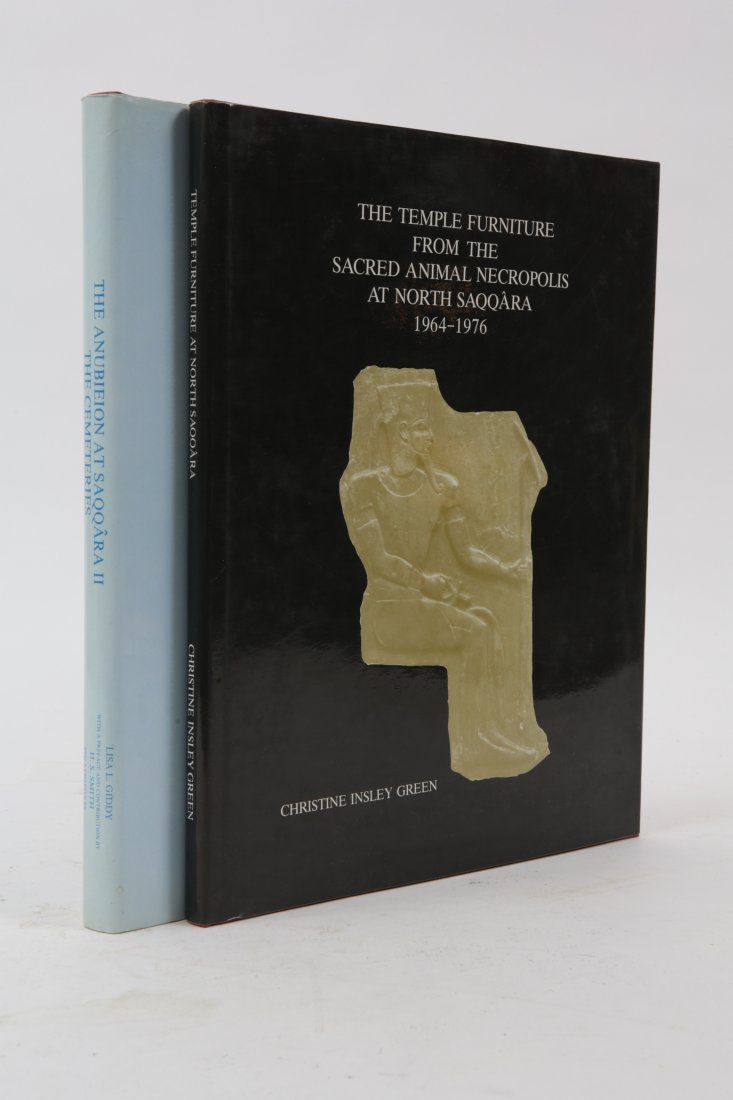 Two folio volumes of Excavation reports from Saqqara,: Christine Insley Green, The Temple Furniture from the Sacred Animal Necropolis at North Saqqara, 1964-1976, 1987. Lisa Giddy, The Annubieon at Saqqara II: The Cemeteries, 1992.