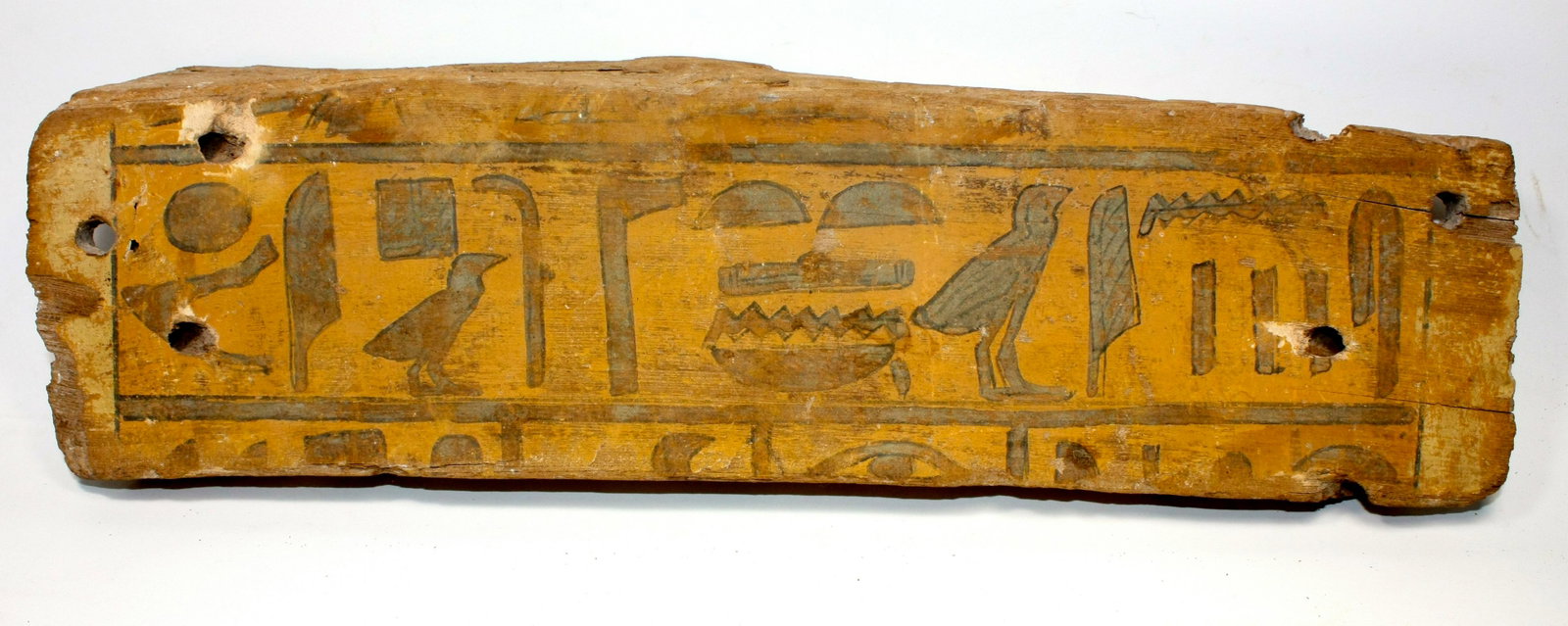 Ancient Egyptian Middle Kingdom Wood Panel c.2055-1650: Ancient Egyptian Middle Kingdom Wood Panel c.2055-1650 BC. Size 16 1/2 inches length x 4 1/2 inches wide. (41.9 x 11.4 cm) Rare Ancient Egyptian Middle Kingdom Period wood Panel registered with painte