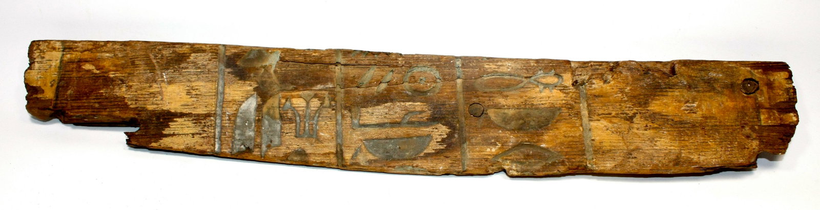 Ancient Egyptian Middle Kingdom Wood Panel c.2055-1650: Ancient Egyptian Middle Kingdom Wood Panel c.2055-1650 BC. Size 19 3/4 inches length x 3 inches wide. (50 x 7.6 cm) Rare Ancient Egyptian Middle Kingdom Period wood Panel Craved with sunk relief with 