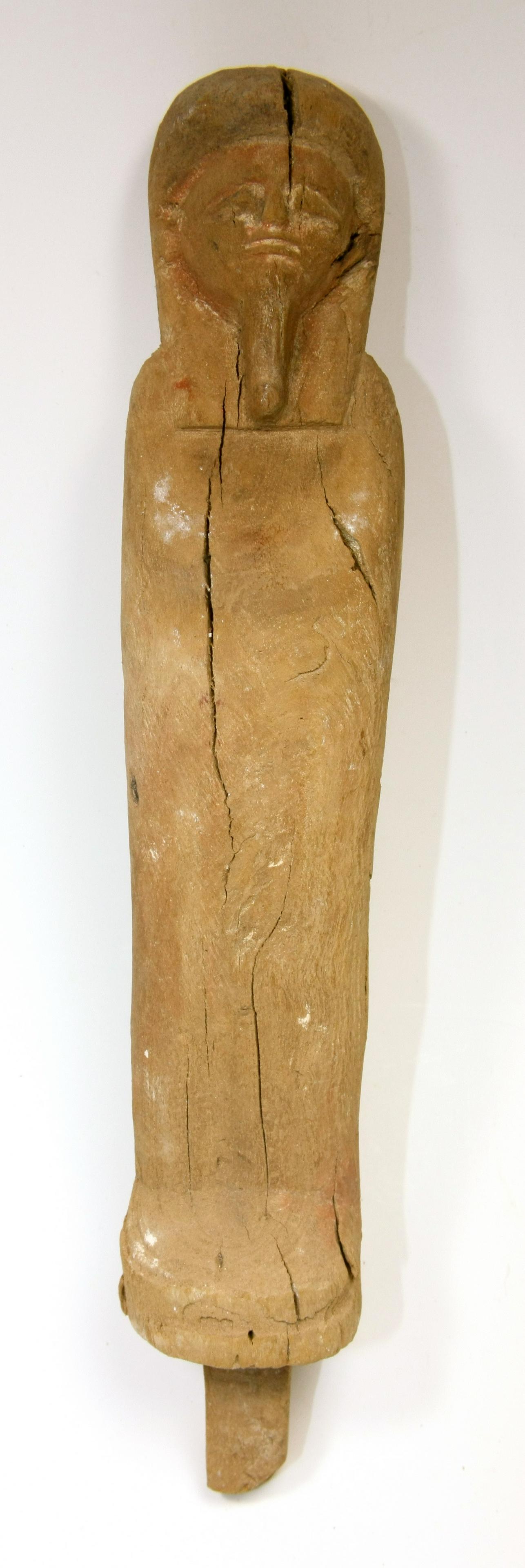 Ancient Egyptian Ptah Sokar Osiris Wood figure: Ancient Egyptian Ptah Sokar Osiris Wood figure c.664-332 BC. Size 13 inches high. (33 cm) Fine Egyptian wood figure of Ptah Sokar Osiris standing. The mummiform figure wears the tripartite wig and bea