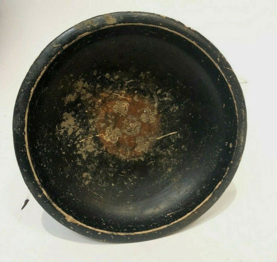 Ancient Greek Apulian Blackware Pottery Bowl c.4th (1 of 3)