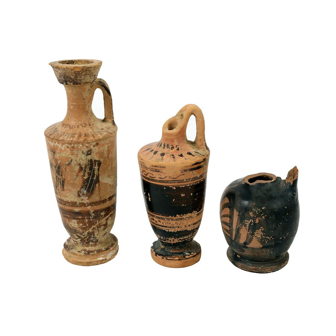 Lot of 3 Ancient Greek Attica Pottery Lekythos c.5th (1 of 3)