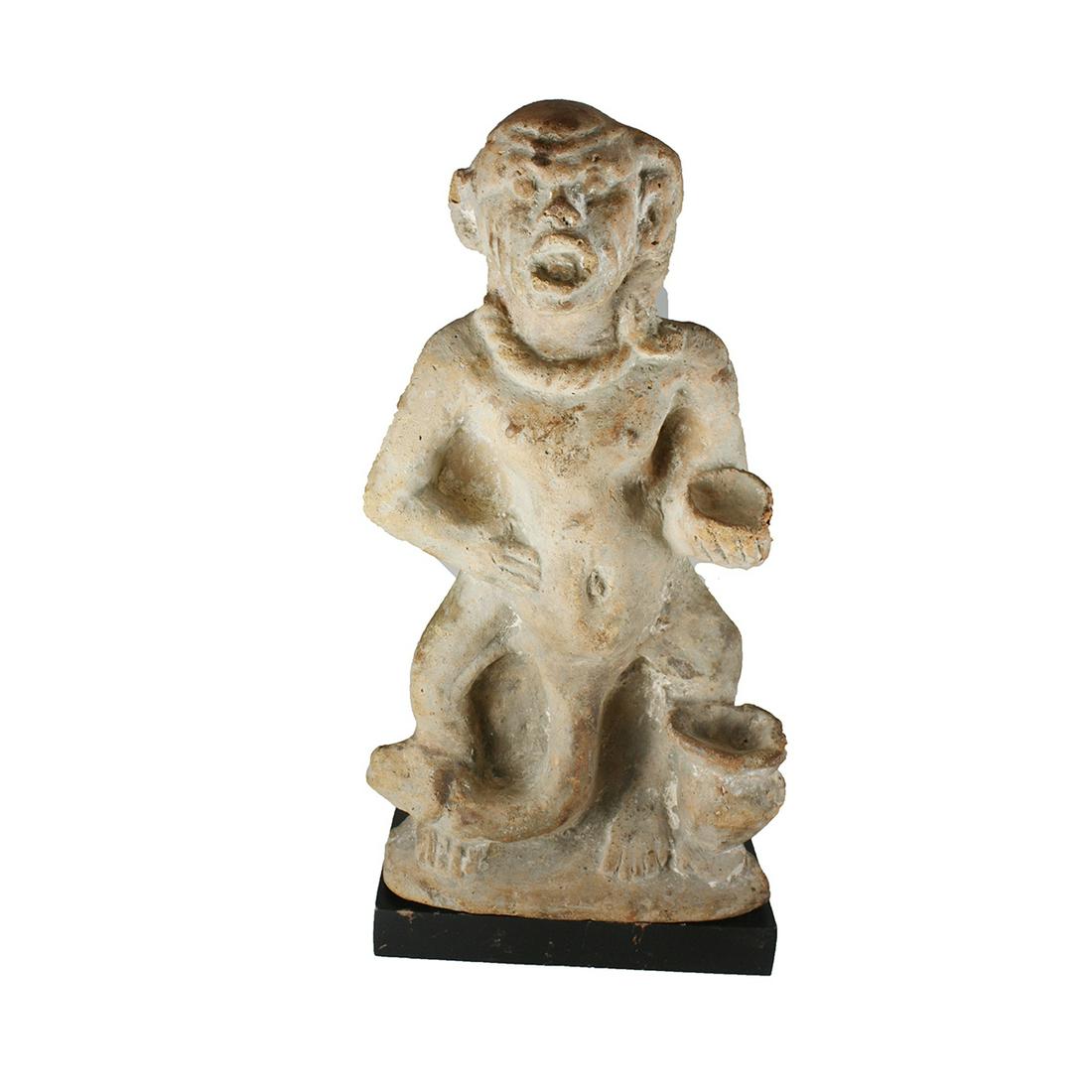 Ancient Roman Egypt Erotic Terracotta Figure c.2nd cent: Ancient Roman Egypt Erotic Terracotta Figure c.2nd cent AD. Size 9 3/8 inches high. + mount. A large Egyptian Roman period terracotta figure of Harpocrates standing facing with large penis. a Rare exa