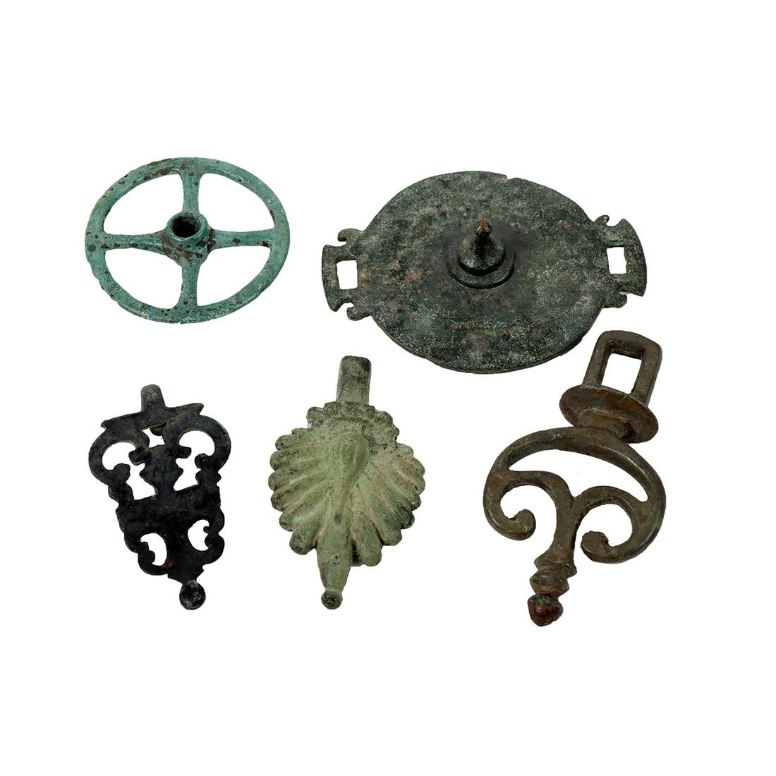 Lot of 5 Ancient Roman Bronze Belt Buckle Ornaments (1 of 1)