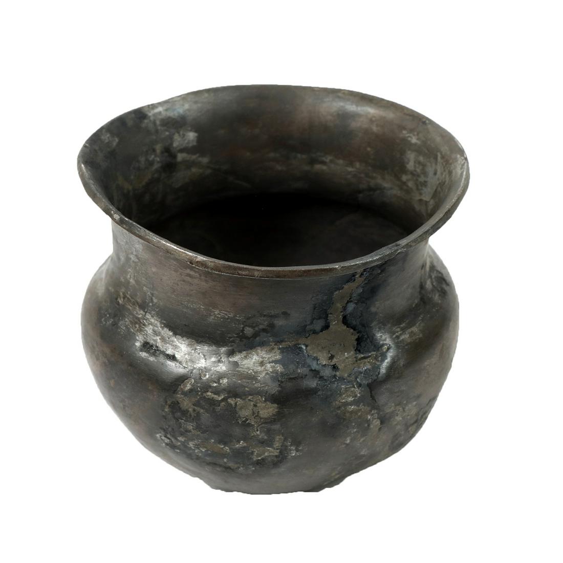 Ancient Near Eastern Sasanian Silver Vessel c.5th: Ancient Near Eastern Sasanian Silver Vessel c.5th century AD. Size 3 1/8 inches diameter x 3 1/8 inches high. Rare Ancient Near Eastern Sasanian silver vessel. Provenance: From the Estate of Robert Fl