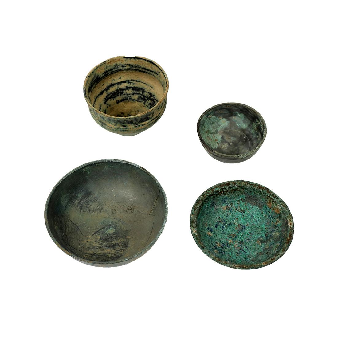 Lot of 4 Ancient Near Eastern Luristan Bronze Bowls (1 of 2)