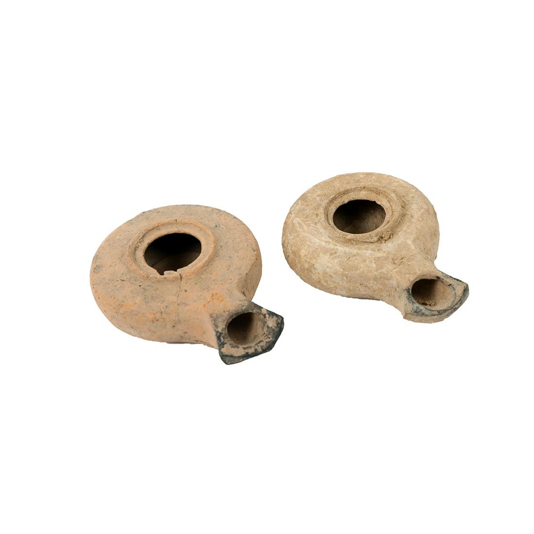 Lot of 2 Ancient Herodian Terracotta Oil Lamps c.1st (1 of 2)