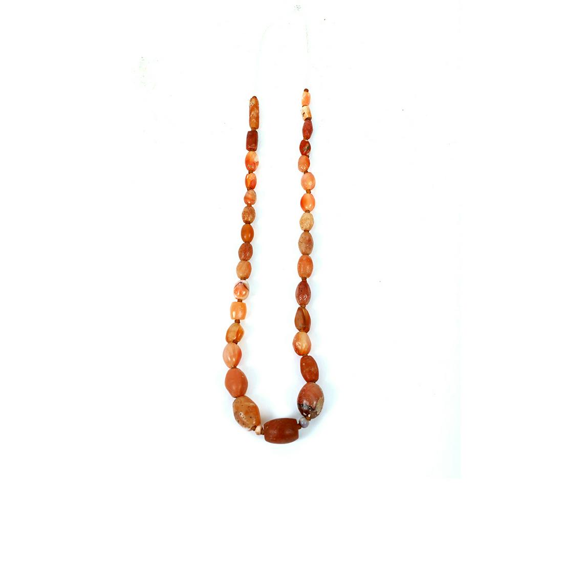 Ancient Roman Agate Beads Necklace c.2nd century AD.: Ancient Roman Agate Beads Necklace c.2nd century AD. size 16 inches length. Beads size 18-8 mm. Beautiful red agate (Carnelian) beads in a Strand. Provenance: Ex NYC Collection
