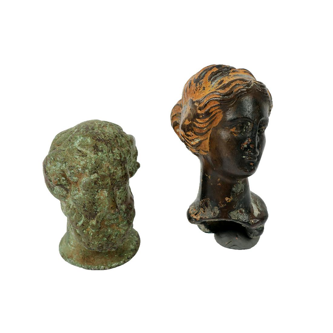 Lot of 2 Roman Style Bronze Busts Zeus and Aphrodite (1 of 4)
