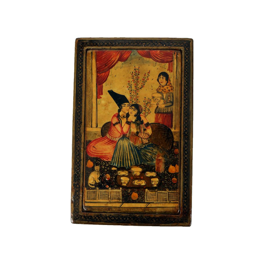 19th century Islamic Persian Qajar papier mache mirror (1 of 12)