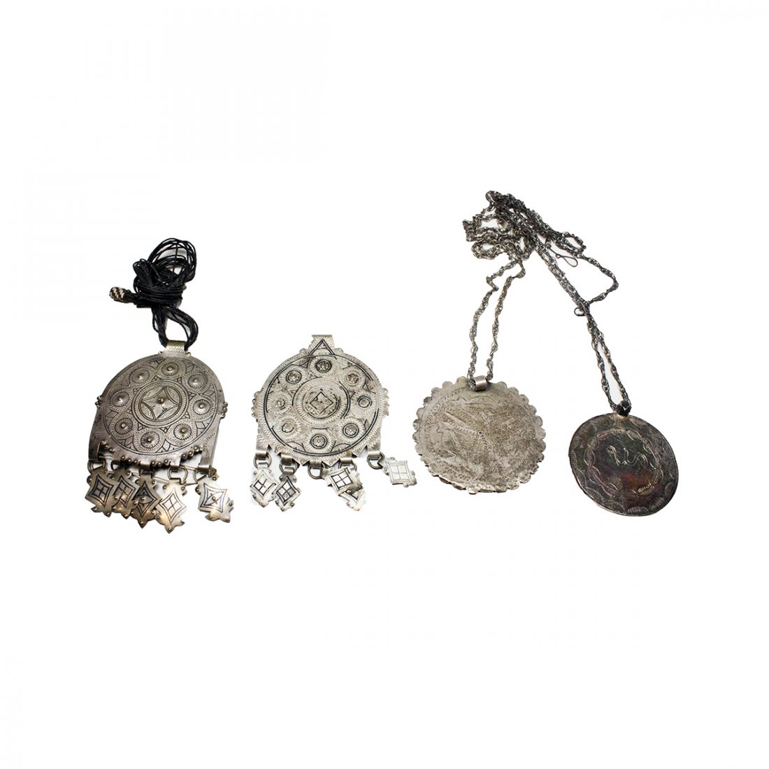 4 Antique Middle Eastern Tribal Art Silver Necklaces (1 of 4)