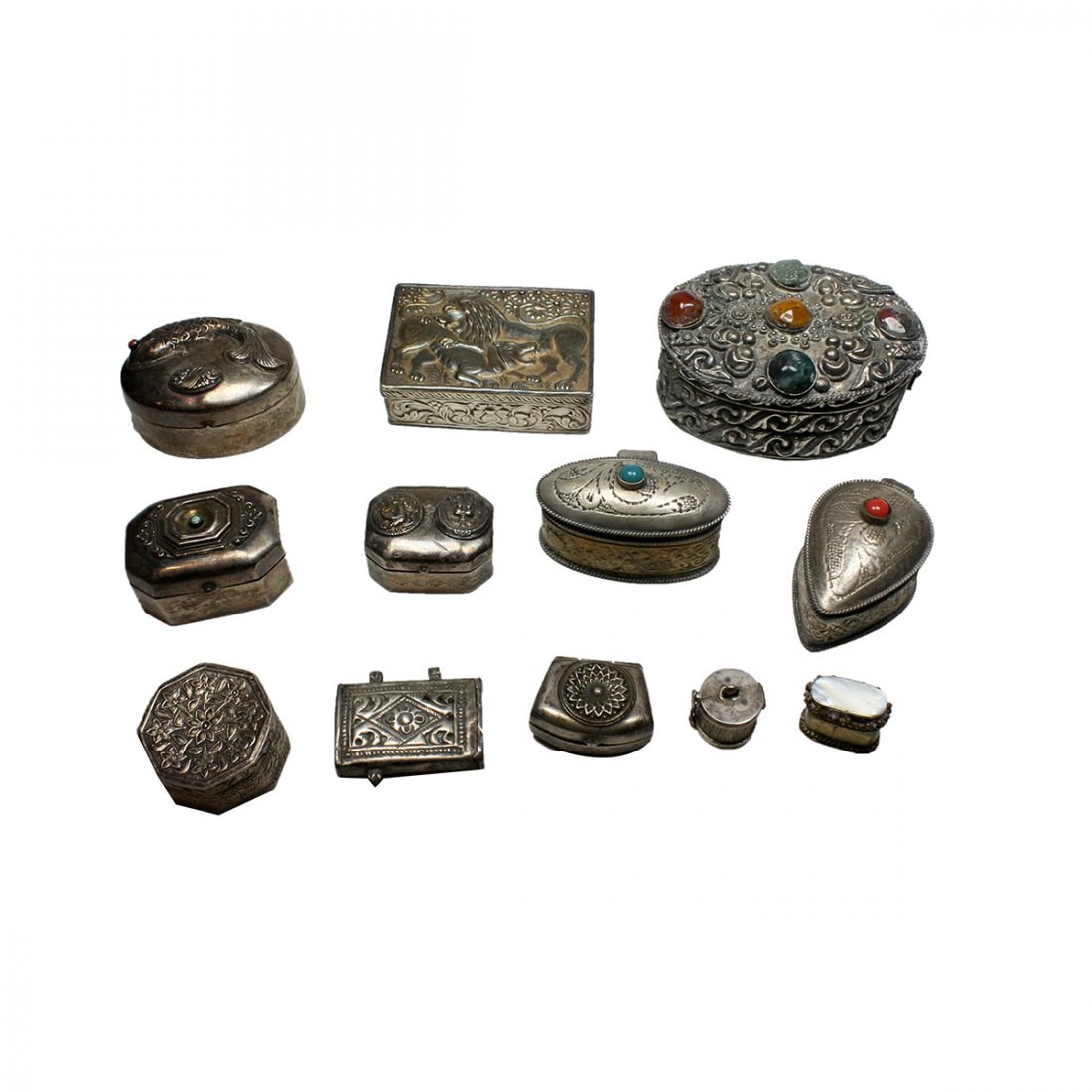 13 Antique Middle Eastern Tribal Art Silver Boxes (1 of 6)