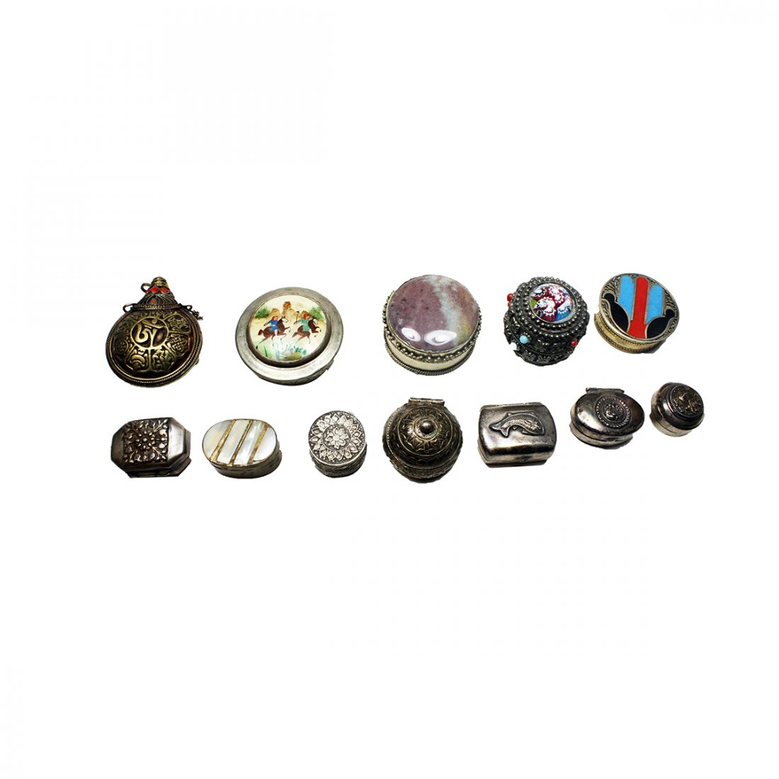 12 Antique Middle Eastern Asian Tribal Art Silver Boxes (1 of 5)