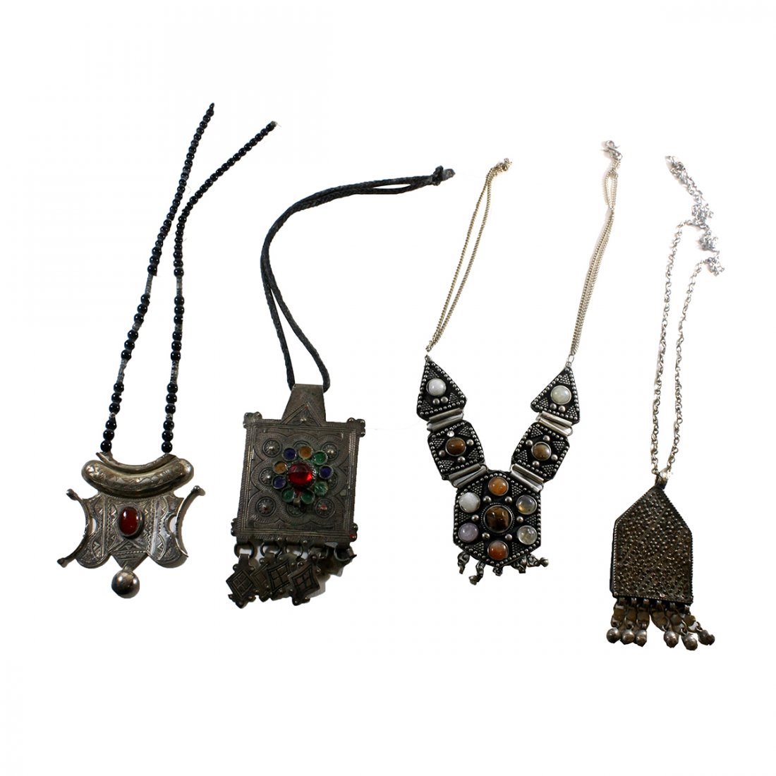 4 Antique Middle Eastern, Asian Tribal Art Necklaces (1 of 5)