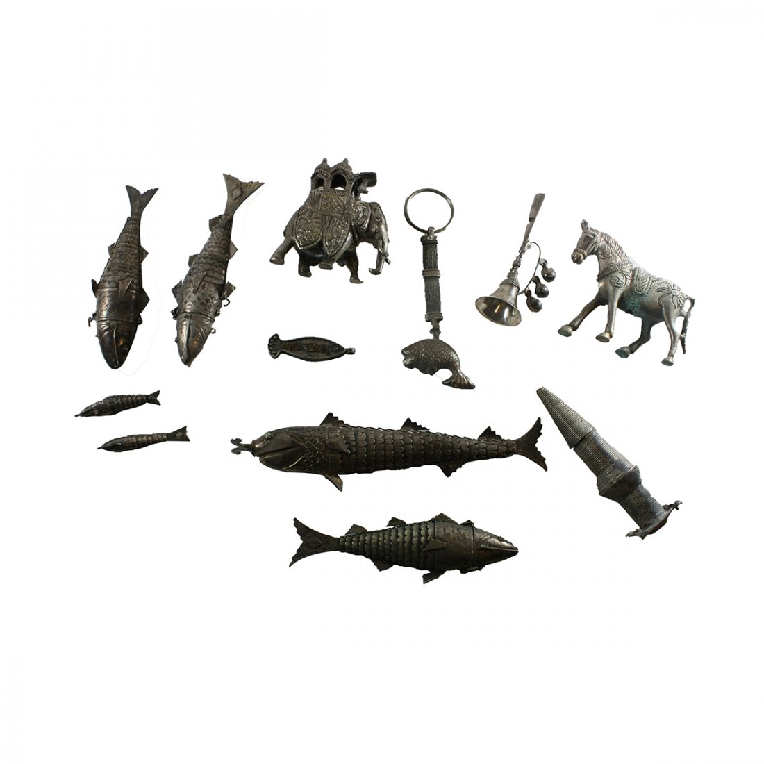 12 Antique Middle Eastern Asian Tribal Art Silver Fish (1 of 5)