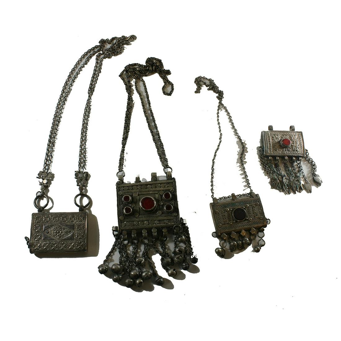 4 Antique Middle Eastern, Tribal Art Silver Necklaces (1 of 2)