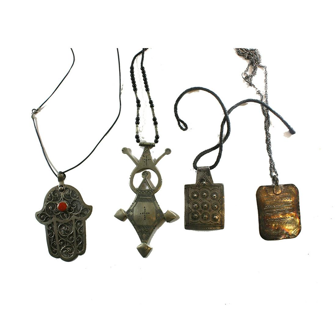 4 Antique Middle Eastern, Tribal Art Silver Necklaces (1 of 2)
