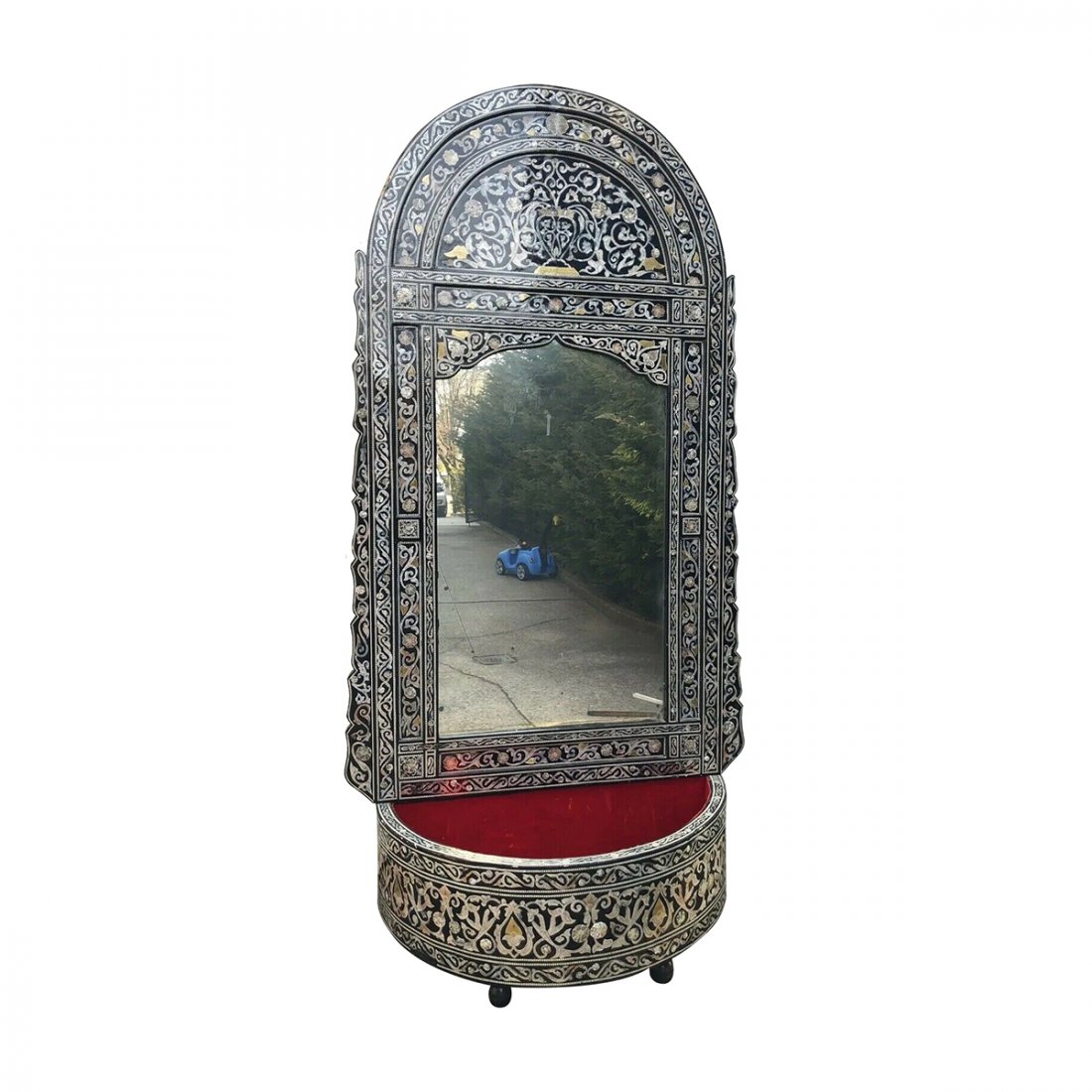 Large Egyptian Moorish wood mirror with base inlaid (1 of 4)