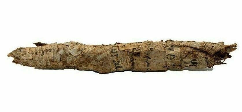 Ancient Egyptian papyrus scroll Ptolemaic Period c.3rd: Ancient Egyptian papyrus scroll Ptolemaic Period c.3rd Century B.C. Size 5 1/2 inches length. Ancient papyrus scroll, with demotic script, the demotic probably administrative lists. Rare and excellent