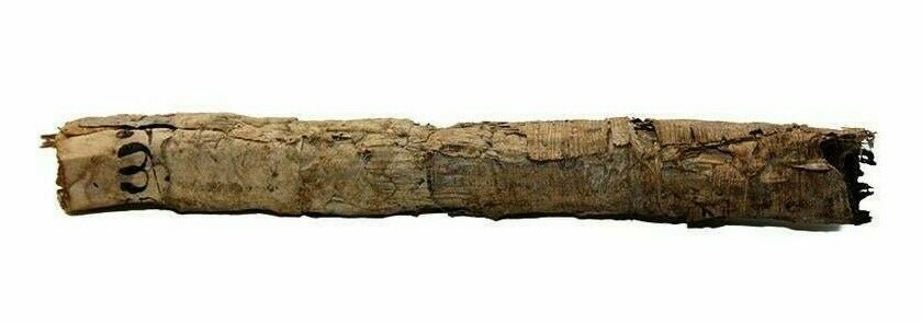 Ancient Egyptian papyrus scroll Ptolemaic Period c.3rd: Ancient Egyptian papyrus scroll Ptolemaic Period c.3rd Century B.C. Size 4 3/4 inches length. Ancient papyrus scroll, with demotic script, the demotic probably administrative lists. Rare and excellent