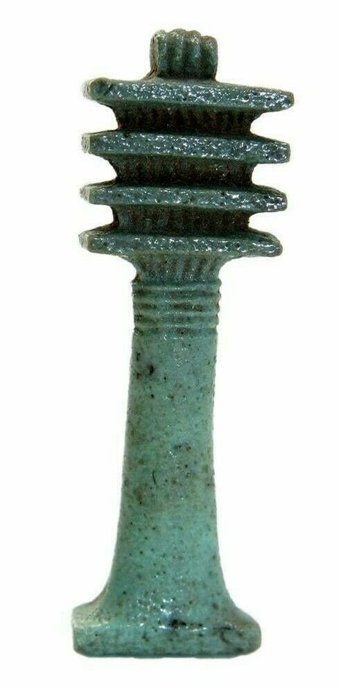 Ancient Egyptian Green Faience Djed Amulet Late Period: Ancient Egyptian Green Faience Djed Amulet Late Period c.715-330 BC. Size 1 5/8 inches high. Fine Green Faience Djed Amulet finely detailed. Great quality. Provenance: Ex Harlen Berk Chicago USA.