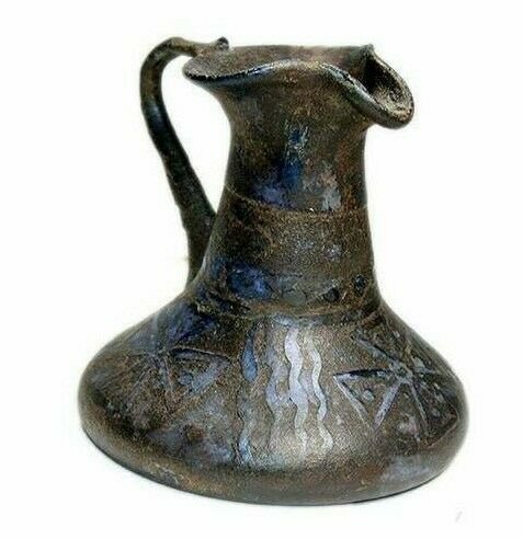Byzantine Style glass Jug with Crosses.: Byzantine Style glass Jug with Crosses. Size 3 1/4 inches high. Fine glass jug decorated with crosses.