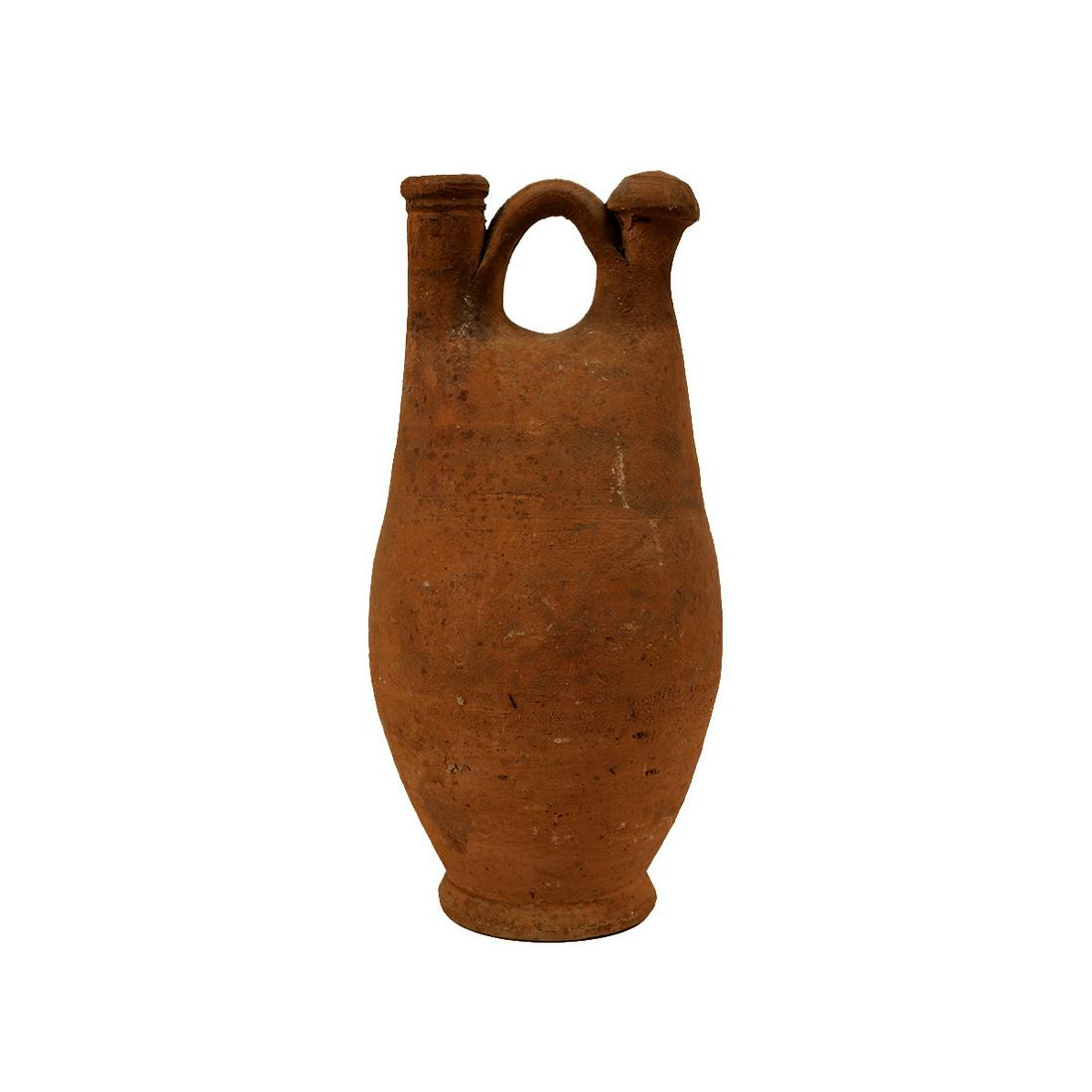 Isamic Moroccan Terracotta Water Flask.: Isamic Moroccan Terracotta Water Flask. Size 11 inches high. Large red terracotta footed water flask. Ex New York City Private Collection.