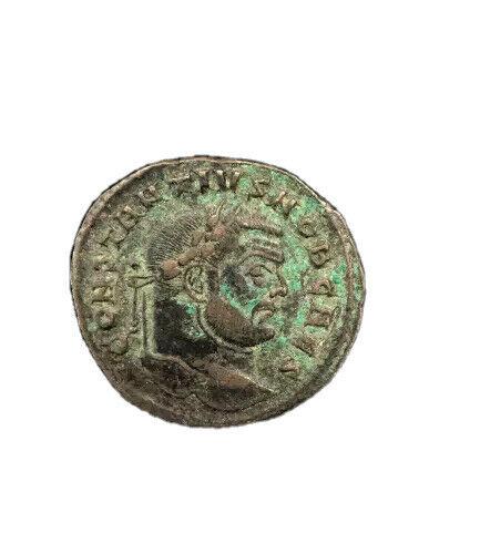 CONSTANTIUS I, as Caesar. 297-298 AD Ã† Follis: CONSTANTIUS I, as Caesar. 297-298 AD Ã† Follis (27mm, 10.65 gm). Carthago (Carthage) mint. Struck circa 297-298 AD. CONSTANTIVS NOB CAES, laureate bust right, seen from behind / FELIX A-DV-ENT AVGG