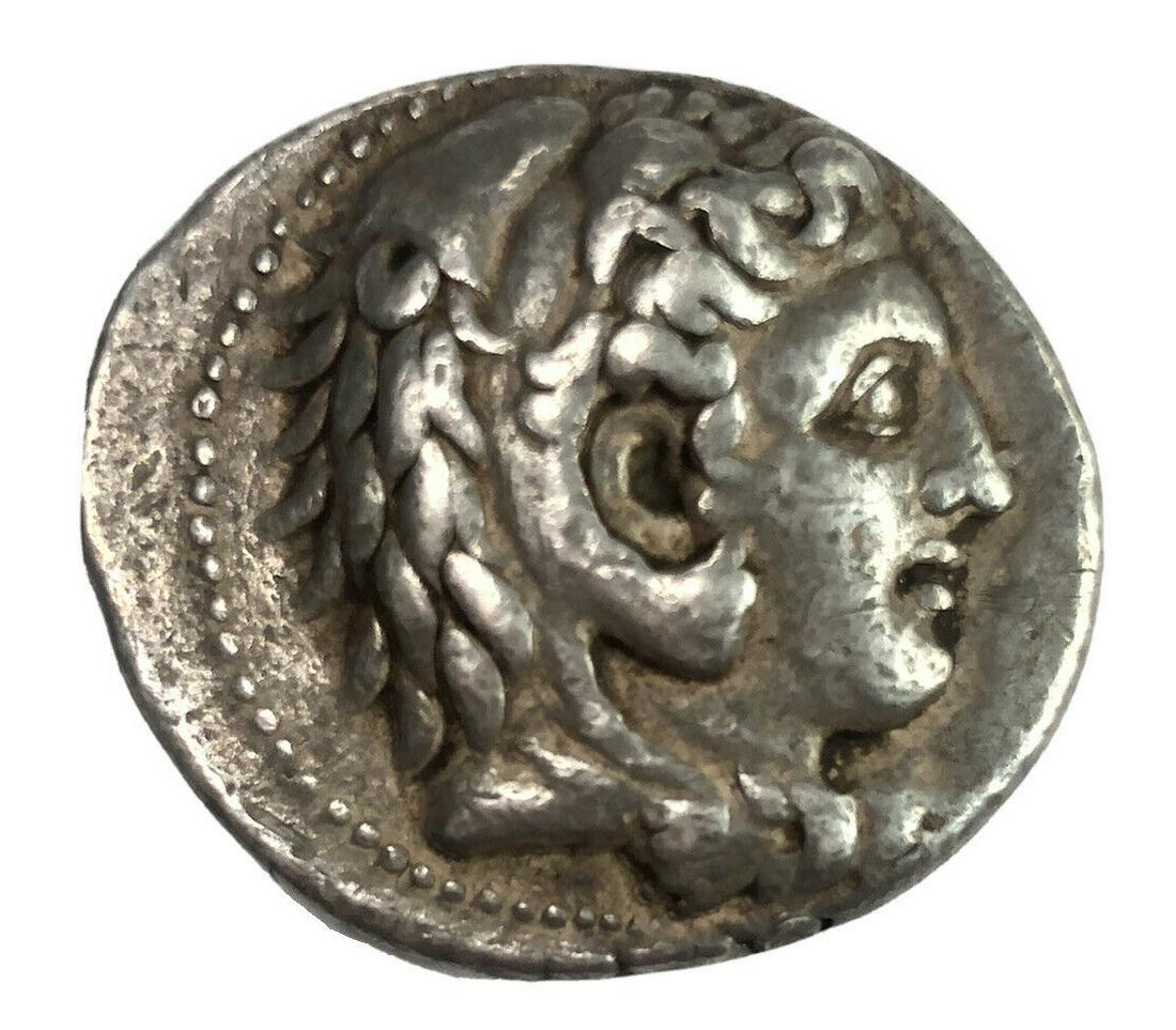 KINGS of MACEDON. Alexander III. 336-323 BC. AR: KINGS of MACEDON. Alexander III. 336-323 BC. AR Tetradrachm (29mm, 17.11gm). Babylon mint. Struck under Philip III, circa 323-317 BC. Head of Herakles right wearing lion's skin / ALEXANDROU, Zeus seat