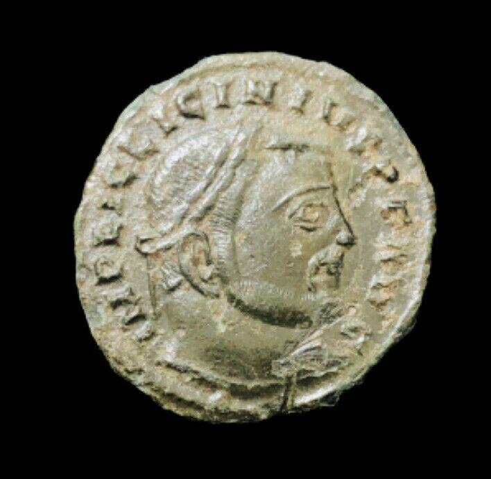 Licinius I AE Follis, Jupiter reverse Licinius I: Licinius I AE Follis, Jupiter reverse Licinius I (308-324 AD). AE Follis (22 mm, 2.91 g), Siscia, 315-316 AD. Obv. IMP LIC LICINIVS P F AVG, laureate head right. Rev. IOVI CONSERVATORI / A, Jupiter st