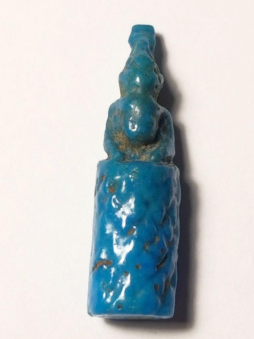 A Faience Egyptian Amulet of a Canopic Jar of Imsety (1 of 3)