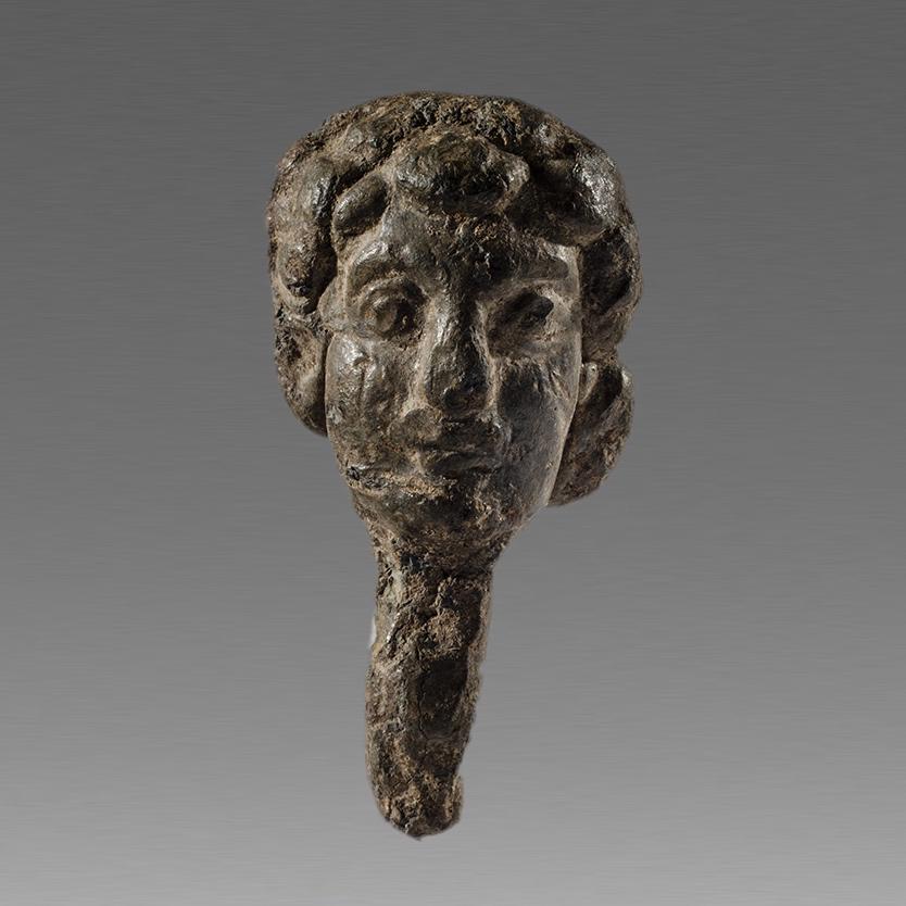 MEDIEVAL English Lead bearded head c.13th cent AD. (1 of 2)