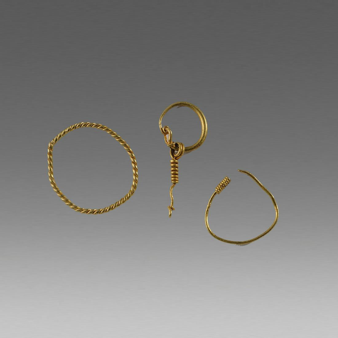 Lot of 3 Ancient Roman Gold Single Earring c.3rd cent (1 of 1)