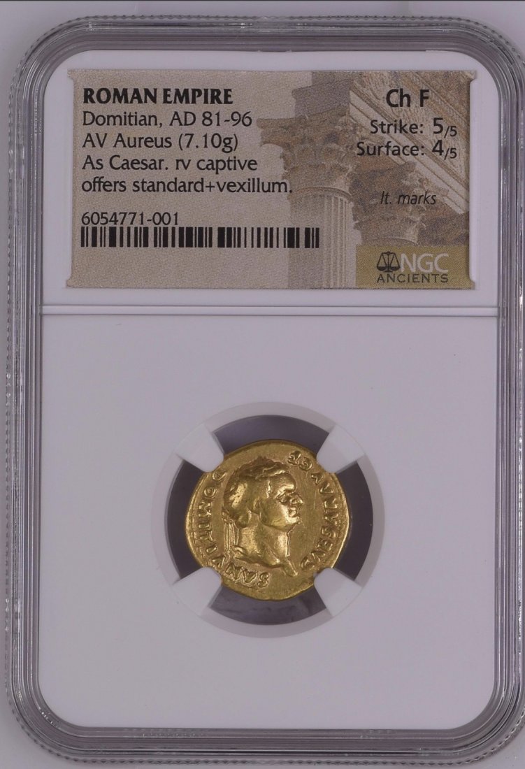 Ancient Roman Domitian. Gold Aureus, as Caesar, AD (1 of 2)