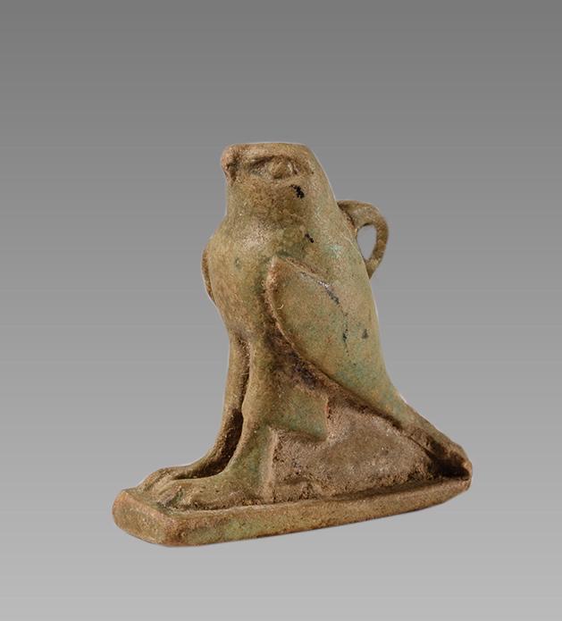 Ancient EGYPTIAN Faience Falcon Horus Amulet Late (1 of 2)
