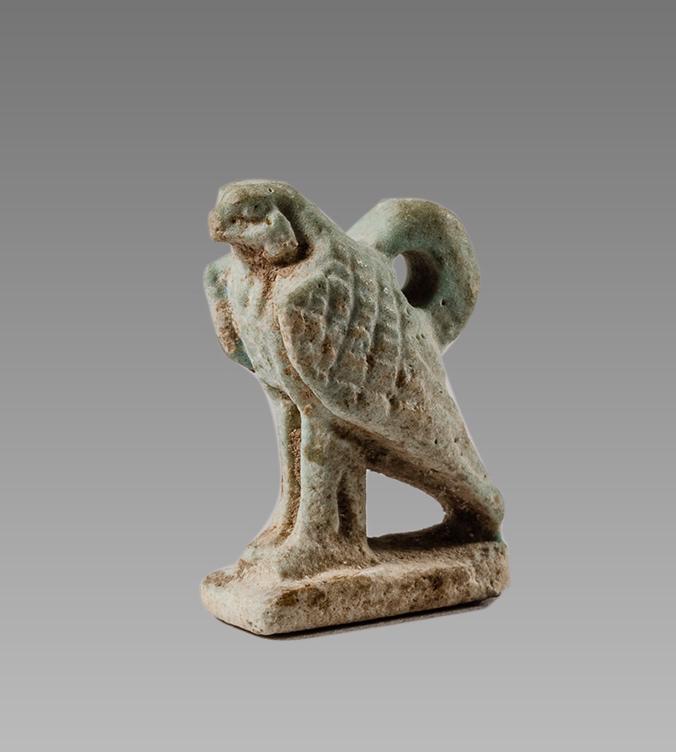 Ancient EGYPTIAN Faience Falcon Horus Amulet Late (1 of 2)