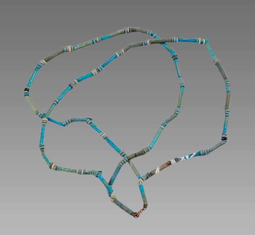 Ancient EGYPTIAN Faience Mummy Bead Necklace c.635-30 (1 of 1)