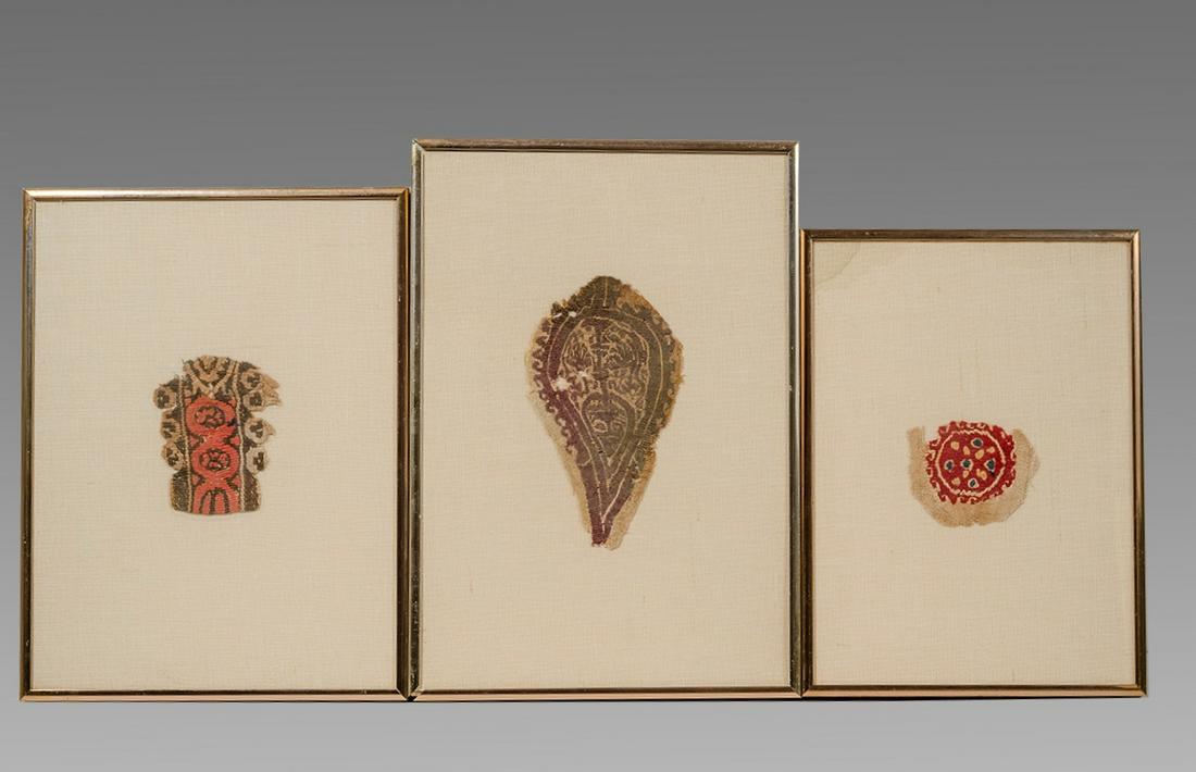 Loto of 3 Ancient Egypt Coptic Textile Fragments c.2nd (1 of 1)