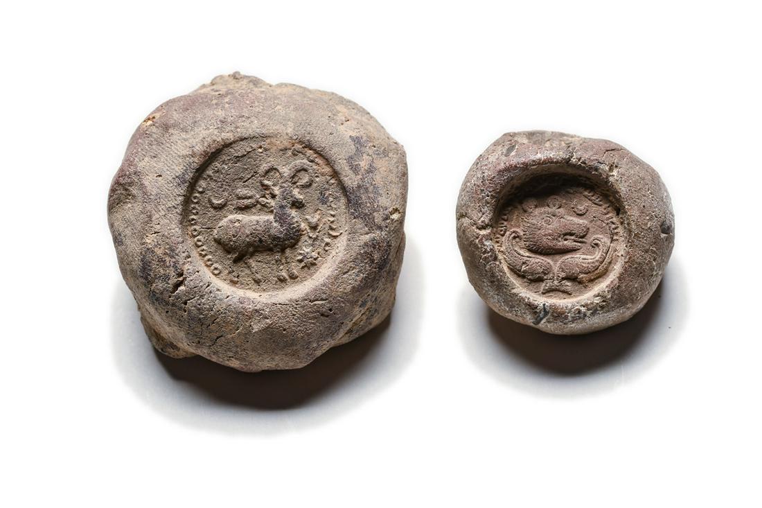 Lot of 2 Parthian Sasanian Pottery Bullae Ca. 5th (1 of 2)