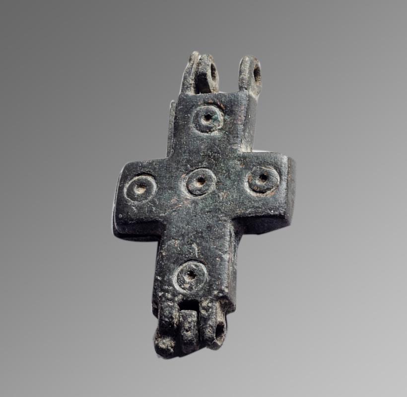 Ancient Byzantine Reliquary Bronze Cross c.10th cent (1 of 1)