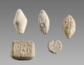 Lot of 5 Ancient Roman Lead Sling Shots and Seals c.2nd