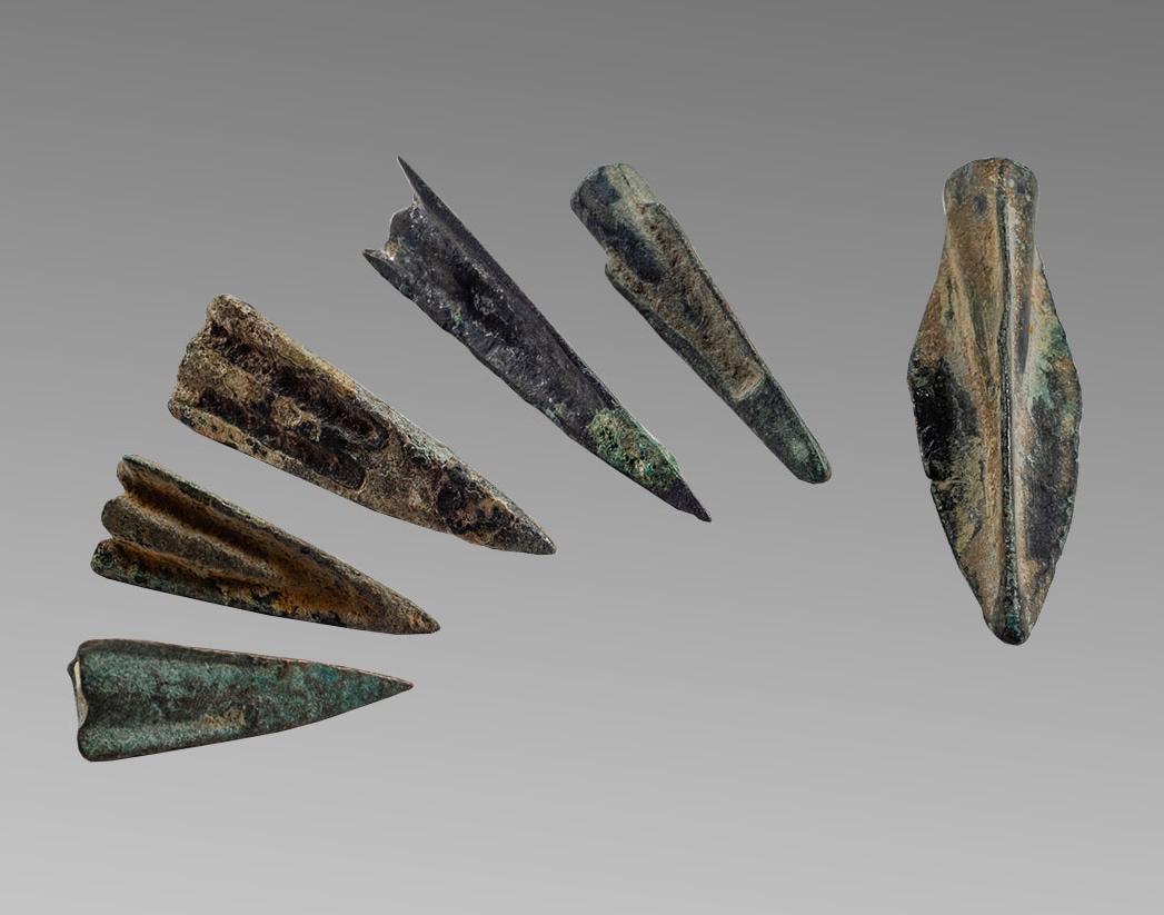 Lot of 6 Ancient Roman Bronze Arrow heads c.1st century (1 of 1)