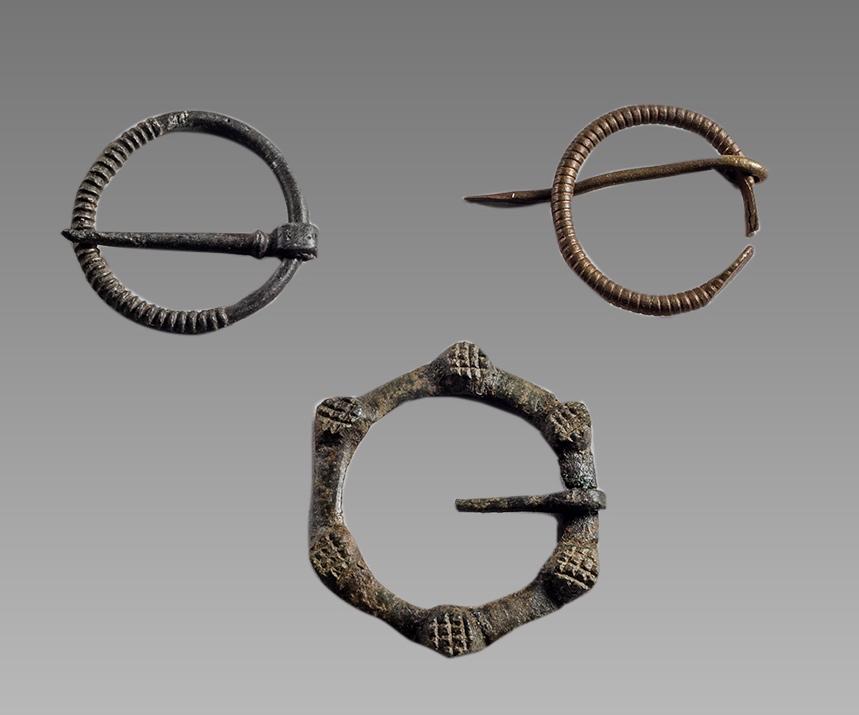 Lot of 3 Bronze, Pewter Ring Brooches c.14th century (1 of 1)