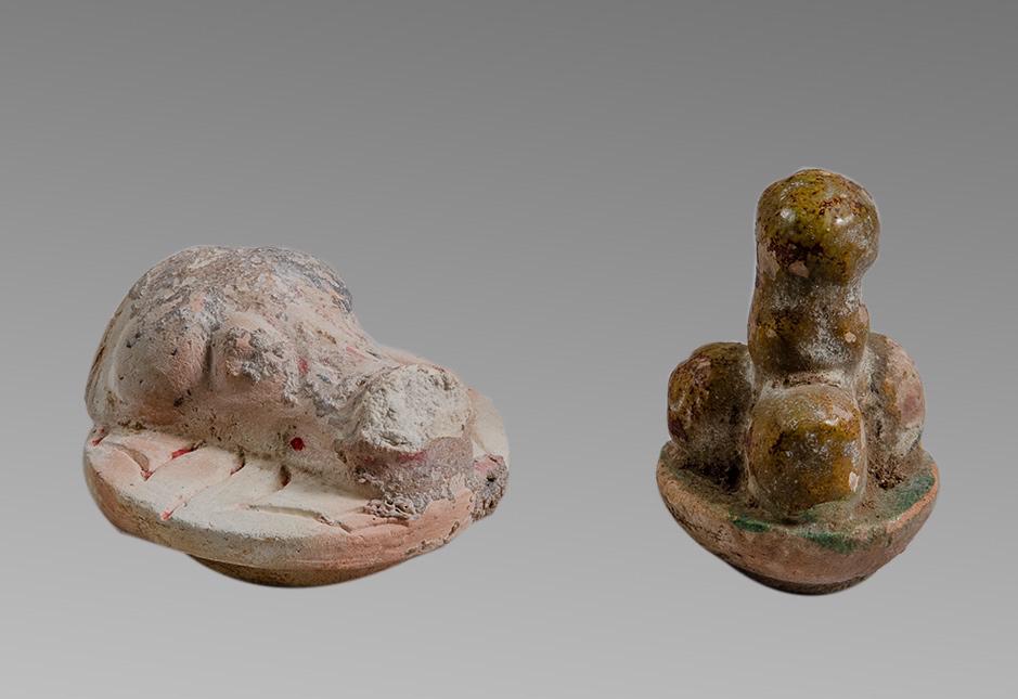 Lot of 2 Chinese Ming Dynasty Pottery Food Offering (1 of 1)