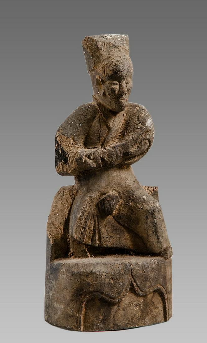China Ming/Ching Dynasty Wooded Seated Figure c.1650 (1 of 2)