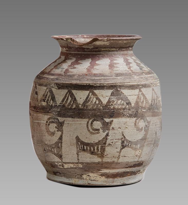 Indus Valley Terracotta Jar with Stags c.1000-2000 BC. (1 of 2)