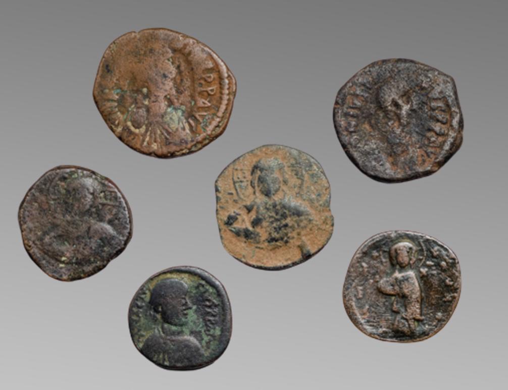 Lot of 6 Ancient byzantine bronze folises coins (1 of 2)
