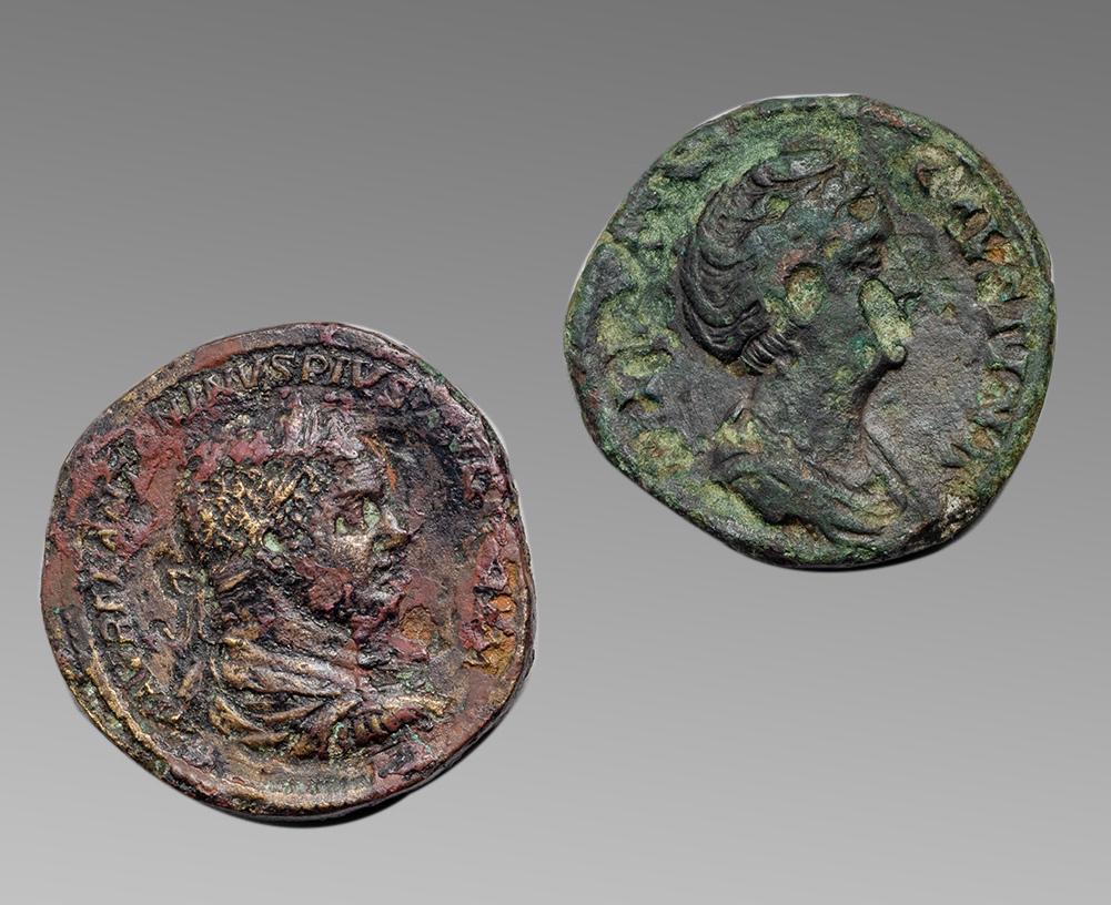 Lot of 2 Ancient Roman Bronze Faustina, Caracalla (1 of 2)