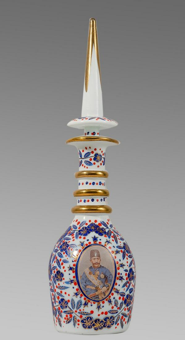 Islamic Persian Porcelain Decanter with Shah. (1 of 2)